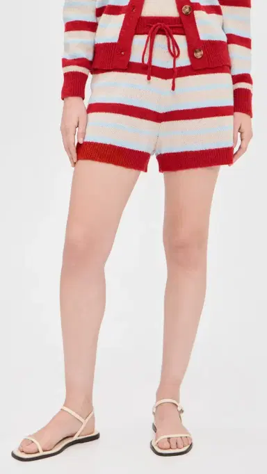 Little Lies Millie Knit Shorts Blue/Red Stripe S/M | Thumbnail 2