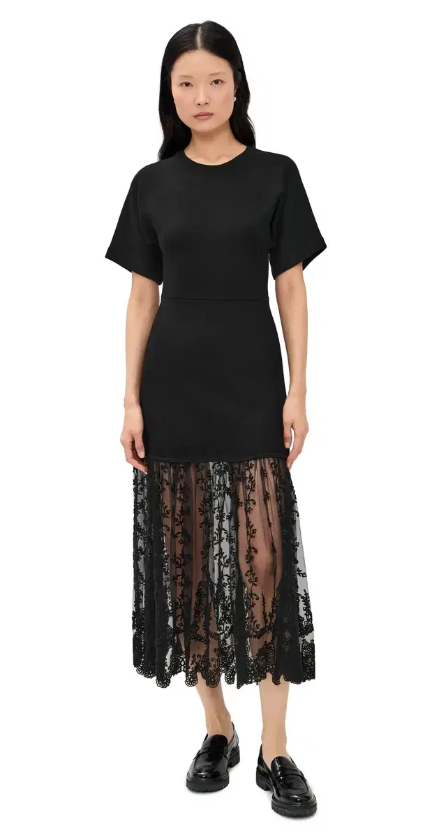 Diane Knit Lace Combo Dress Black