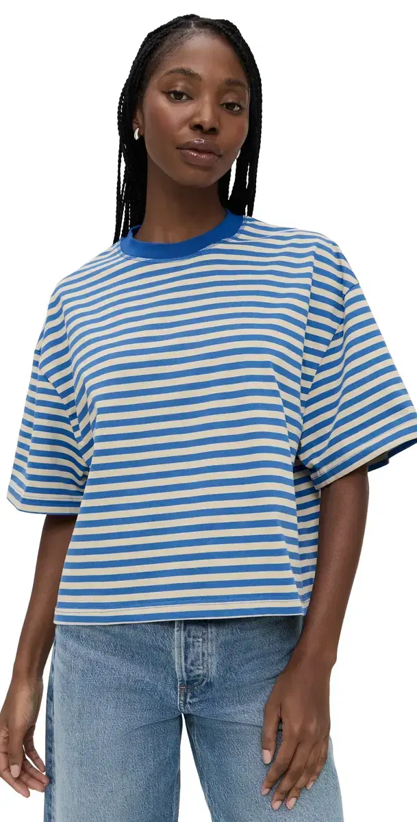 Bloom hort leeve Tee Mickey Blue tripe