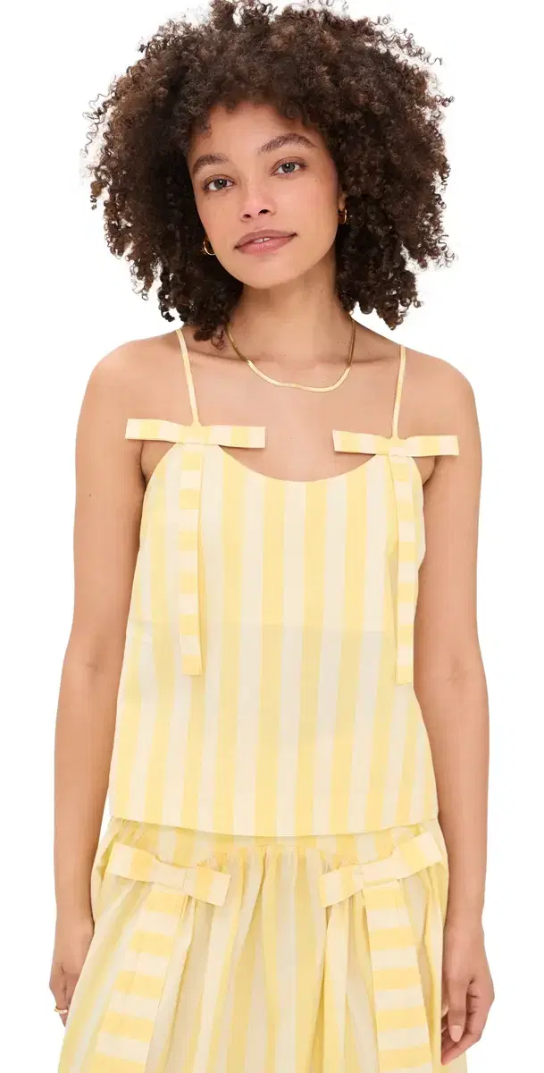 Striped Straps Top Mellow Yellow