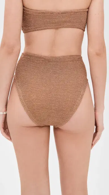 Hunza G High Waist Bikini Bottoms Metallic Cocoa One Size | Thumbnail 3