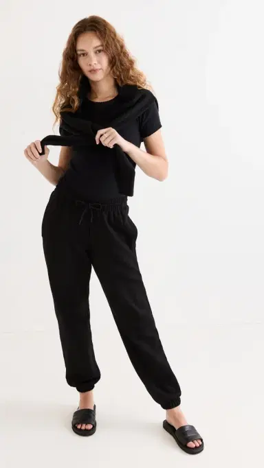 Leset Pointelle Short Sleeve Tee Black | Thumbnail 6