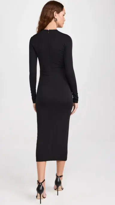 Fleur du Mal Midi Dress with Side Snaps Black | Thumbnail 3