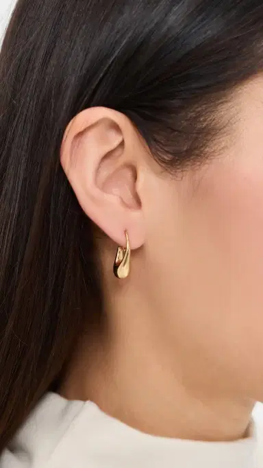 Otiumberg Roscida Drop Hoops Gold One Size | Thumbnail 3