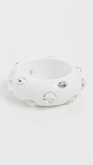 Kenneth Jay Lane Crystal Stones Domed Bangle White/Crystal One Size | Thumbnail 2