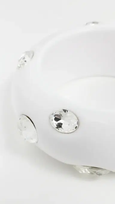 Kenneth Jay Lane Crystal Stones Domed Bangle White/Crystal One Size | Thumbnail 4