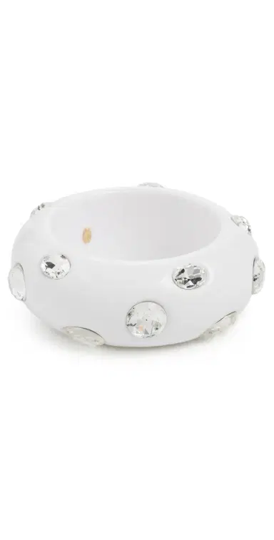 Kenneth Jay Lane Crystal Stones Domed Bangle White/Crystal One Size | Thumbnail 1