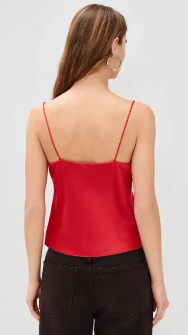 Alice + Olivia Harmon Drapey Slip Tank Bright Poppy | Thumbnail 3