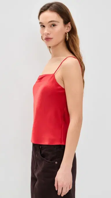 Alice + Olivia Harmon Drapey Slip Tank Bright Poppy | Thumbnail 4