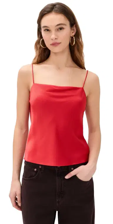Alice + Olivia Harmon Drapey Slip Tank Bright Poppy | Thumbnail 1