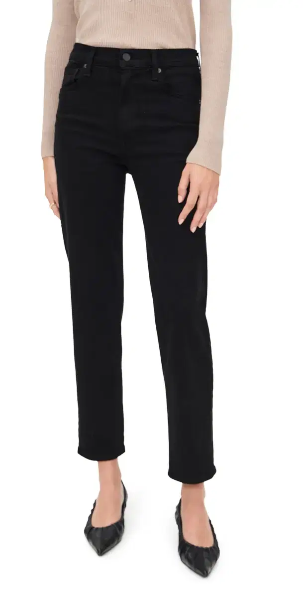 Caia High Rise Straight Jeans Plush Black