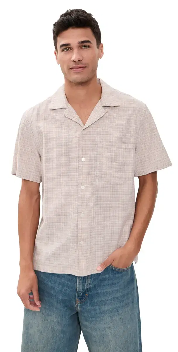 Puckered Cotton Top Pink Stripe Texture Plaid