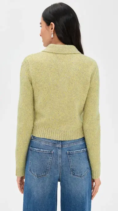 LE BOP Wren Boucle Crop Polo Sweater Citrine | Thumbnail 3 LE BOP Wren Boucle Crop Polo Sweater Citrine | Thumbnail 3