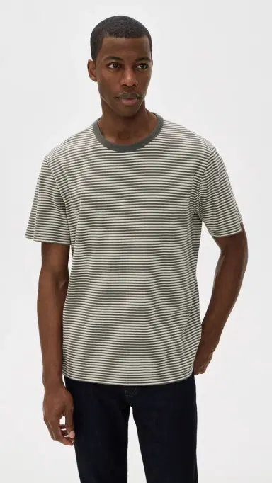 Madewell Allday Tee Stripe Pelican Green | Thumbnail 2