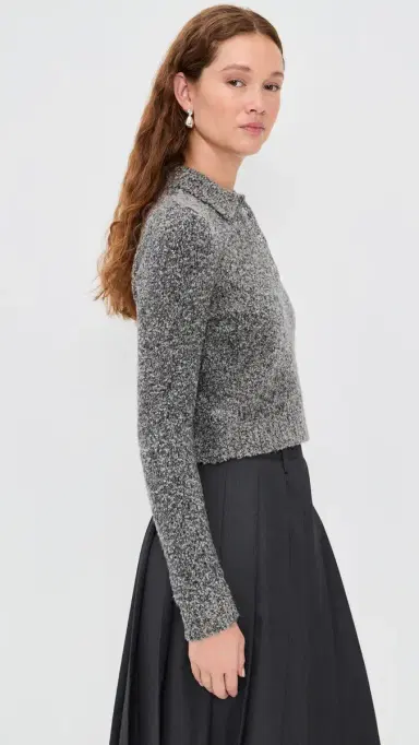 LE BOP Wren Boucle Crop Polo Sweater | Thumbnail 4 LE BOP Wren Boucle Crop Polo Sweater | Thumbnail 4