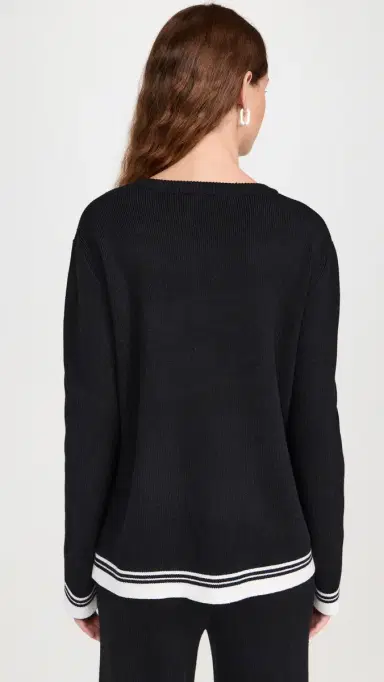 English Factory Contrast Stripe Detail Knit Top Black/ | Thumbnail 4 English Factory Contrast Stripe Detail Knit Top Black/ | Thumbnail 4