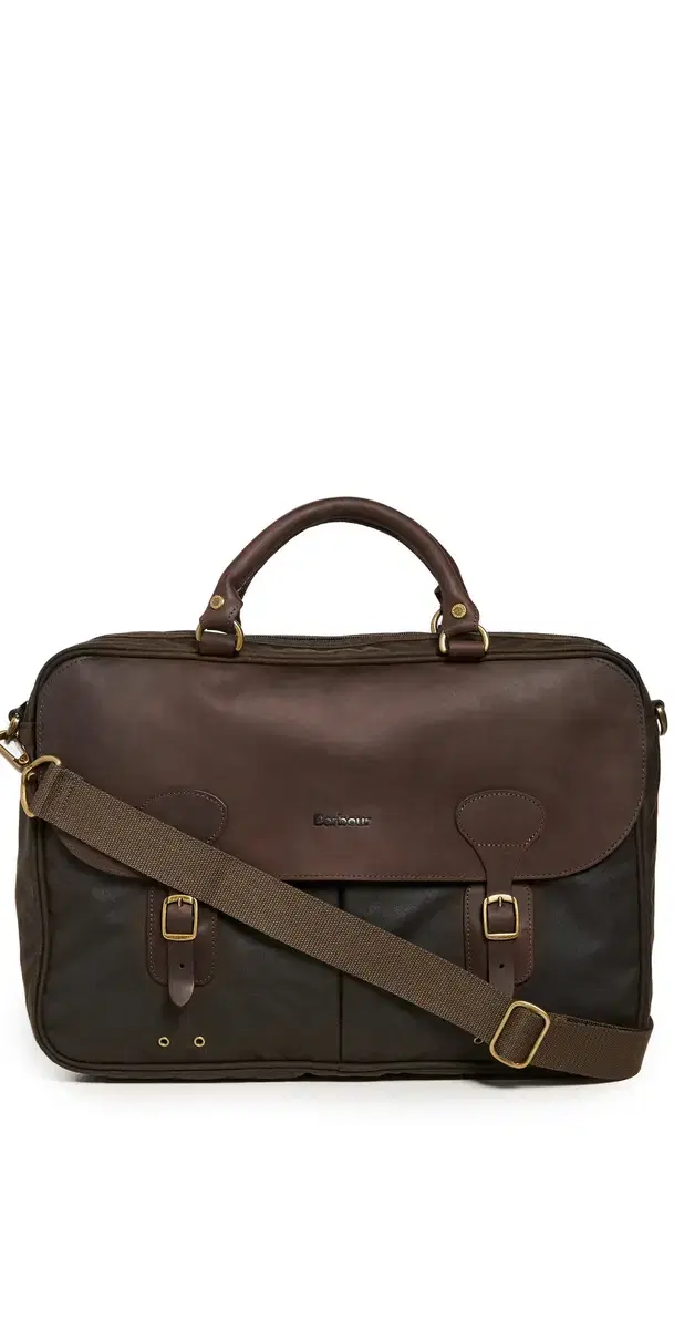 Wax Leather Briefcase Olive One Size