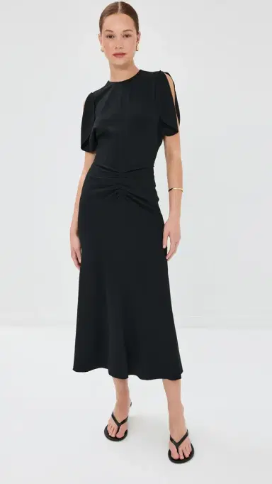 Victoria Beckham Gathered Waist Midi Dress | Thumbnail 2 Victoria Beckham Gathered Waist Midi Dress | Thumbnail 2
