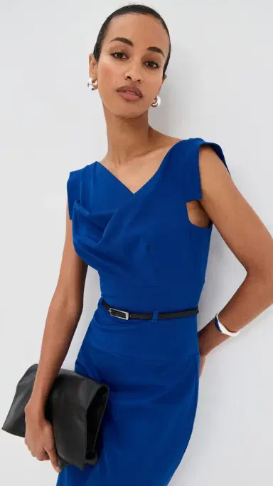 BLACK HALO Jackie O Belted Dress Cobalt 4 | Thumbnail 2