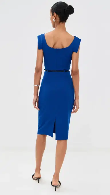 BLACK HALO Jackie O Belted Dress Cobalt 4 | Thumbnail 4