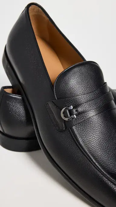 Ferragamo Desio Leather Loafers Nero 8.0E | Thumbnail 5