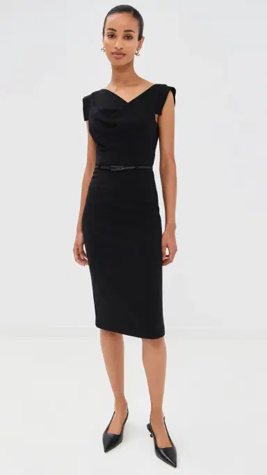 BLACK HALO Jackie O Belted Dress Black 6 | Thumbnail 2
