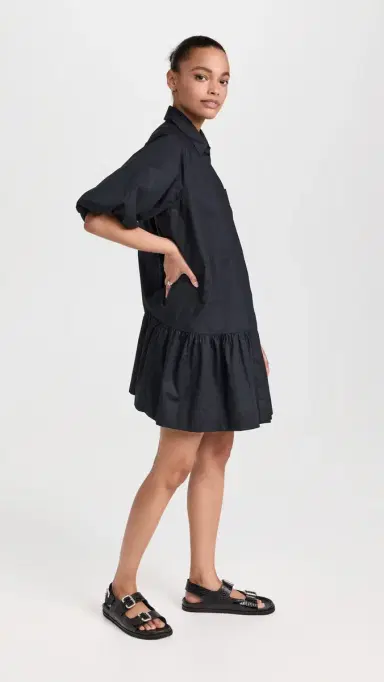 Simkhai Crissy Cotton Poplin Dress Black L | Thumbnail 4 Simkhai Crissy Cotton Poplin Dress Black L | Thumbnail 4