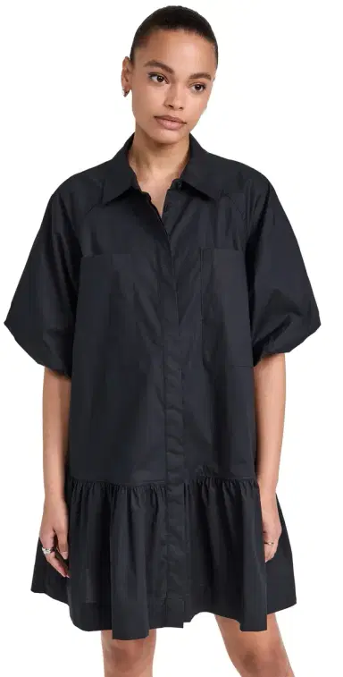 Simkhai Crissy Cotton Poplin Dress Black L | Thumbnail 1 Simkhai Crissy Cotton Poplin Dress Black L | Thumbnail 1
