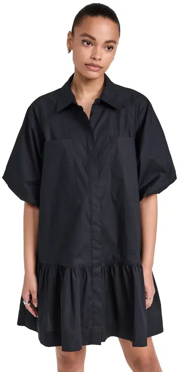 SIMKHAI Crissy Cotton Poplin Dress Black