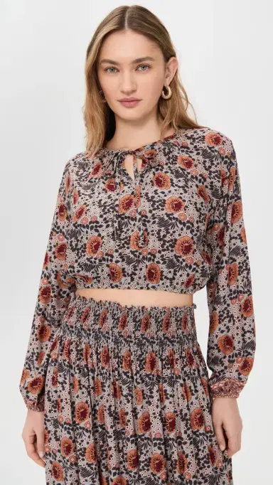 Natalie Martin Collection Amelia Top Vintage Flowers Slate | Thumbnail 2