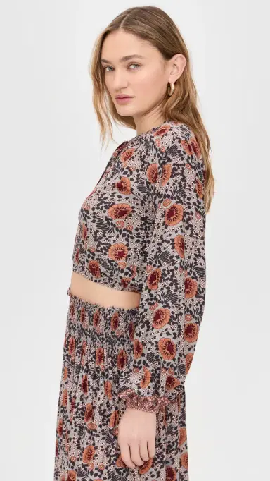 Natalie Martin Collection Amelia Top Vintage Flowers Slate | Thumbnail 4