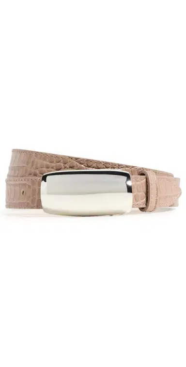 L'Agence Marlowe Leather Belt Cappuccino Croc | Thumbnail 1