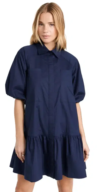 Simkhai Crissy Cotton Poplin Dress Midnight L | Thumbnail 1 Simkhai Crissy Cotton Poplin Dress Midnight L | Thumbnail 1