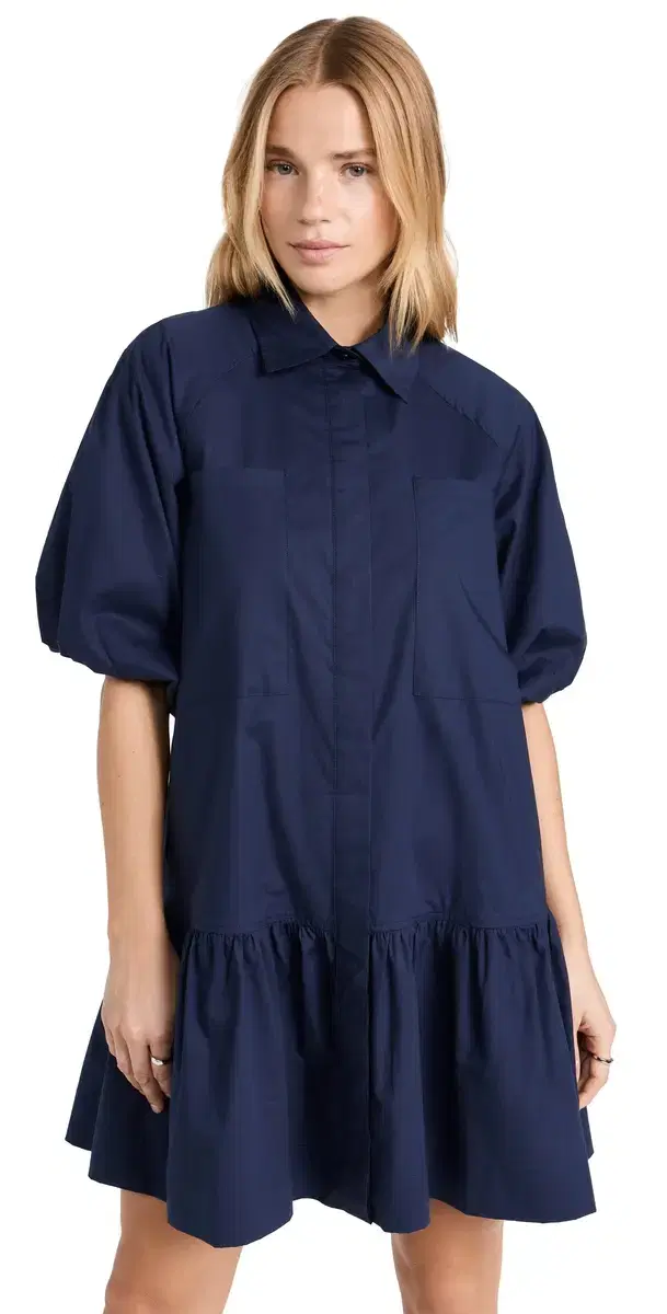 SIMKHAI Crissy Cotton Poplin Dress idnight