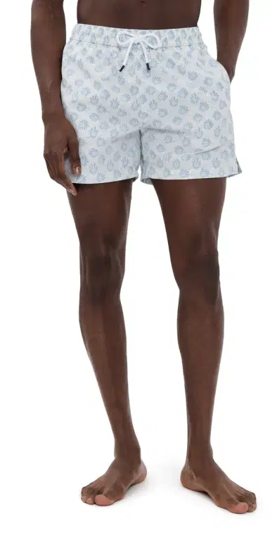 Fedeli Madeira Swim Trunks 5 Blue/Beige Floral | Thumbnail 1 Fedeli Madeira Swim Trunks 5 Blue/Beige Floral | Thumbnail 1