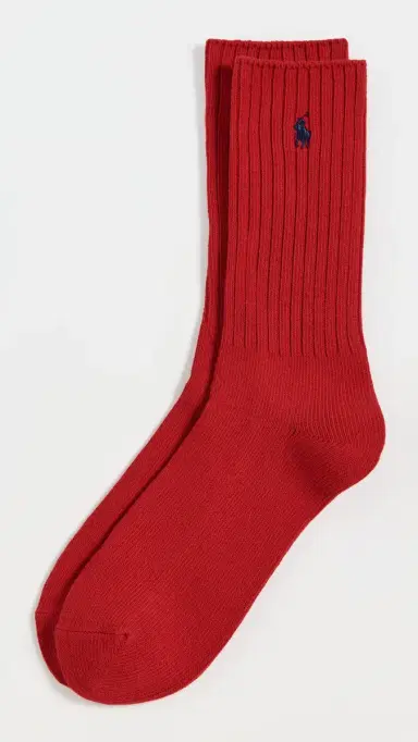 Polo Ralph Lauren Cotton Rib Crew Socks Red 10-13 | Thumbnail 2