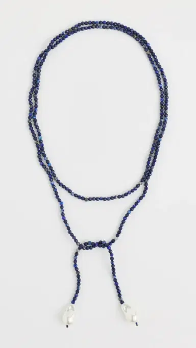 BaubleBar Semi-Precious Pearl Wrap Necklace Blue One Size | Thumbnail 2