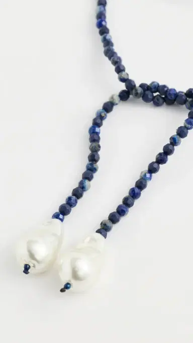 BaubleBar Semi-Precious Pearl Wrap Necklace Blue One Size | Thumbnail 4