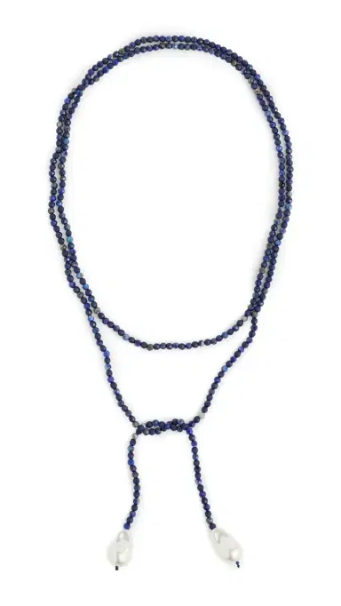 BaubleBar Semi-Precious Pearl Wrap Necklace Blue One Size | Thumbnail 5