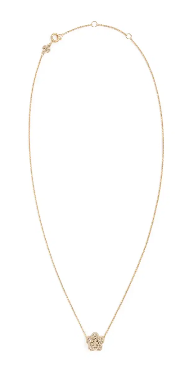 Tory Burch Forget Me Not Pavé Pendant Necklace Tory Gold/Crystal One Size