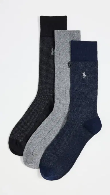Polo Ralph Lauren 3 Pack Classic Pattern Dress Socks Nvmul (491) | Thumbnail 2
