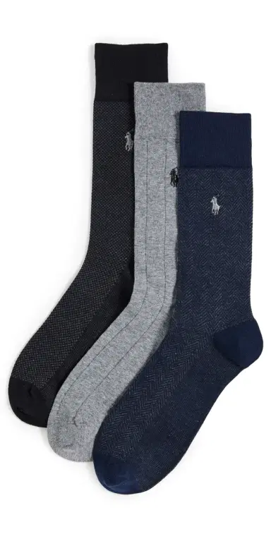 Polo Ralph Lauren 3 Pack Classic Pattern Dress Socks Nvmul (491) | Thumbnail 1