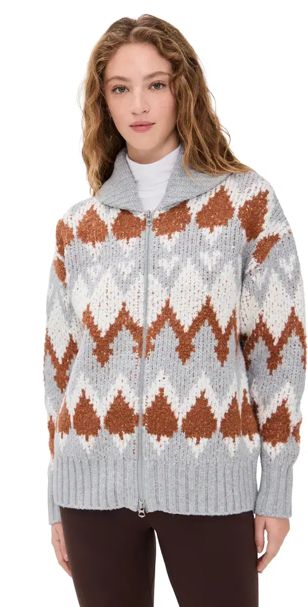 Varley Brockley Jacquard Knit Jacket Grey Melange