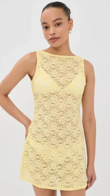 SEVEN WONDERS Harper Lace Mini Dress Yellow | Thumbnail 2