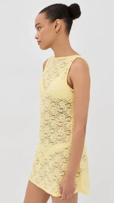 SEVEN WONDERS Harper Lace Mini Dress Yellow | Thumbnail 4