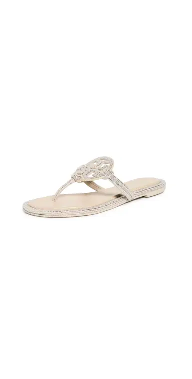 Tory Burch Miller Knotted Pave Sandals Stone Gray 7 | Thumbnail 1