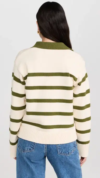 English Factory triped Collared Sweater Cream/Olive | Thumbnail 3