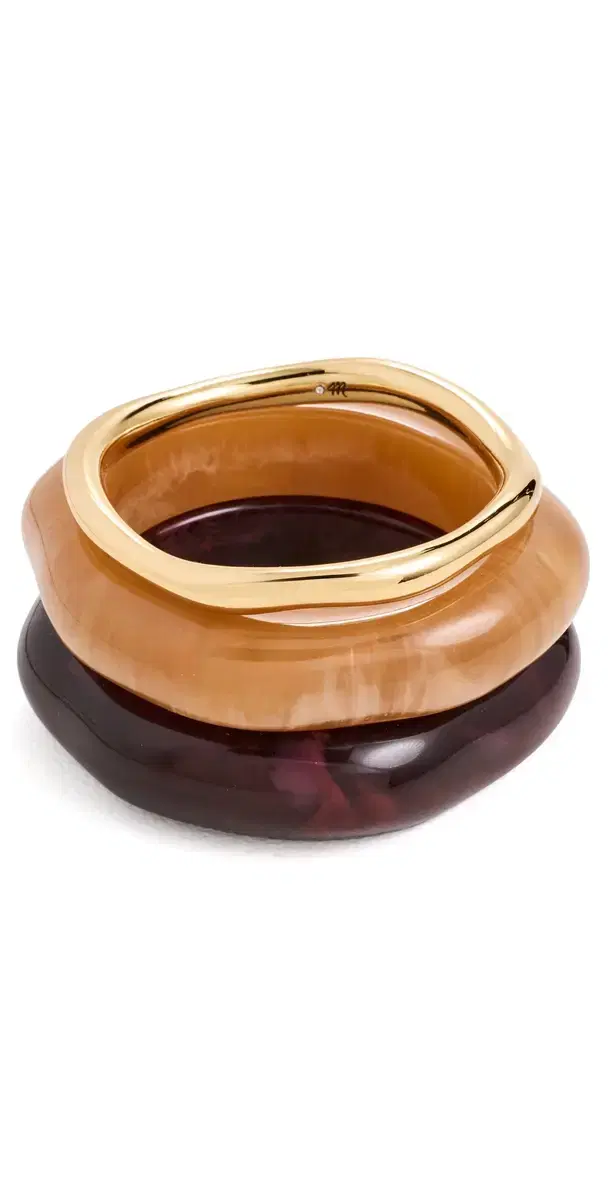 Madewell Sculptural Resin Bangle Bracelet Set Dusty Claret One Size