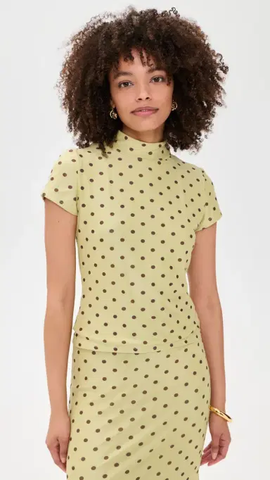 Another Girl Polka Dot Mesh High Neck Top | Thumbnail 2 Another Girl Polka Dot Mesh High Neck Top | Thumbnail 2