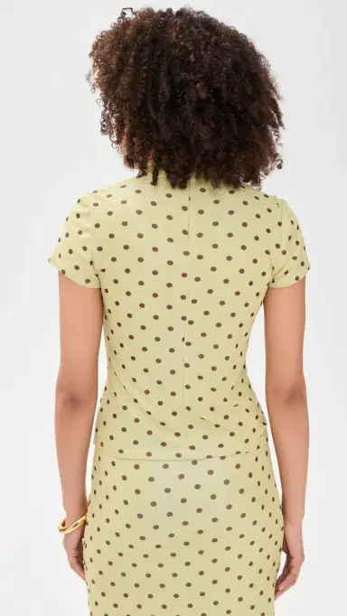 Another Girl Polka Dot Mesh High Neck Top | Thumbnail 3 Another Girl Polka Dot Mesh High Neck Top | Thumbnail 3